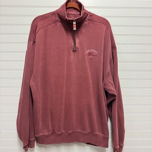 Tommy Bahama Relax MARLIN Pigment Dyed Tobago Bay Pullover Men's XL Maroon - Picture 1 of 14